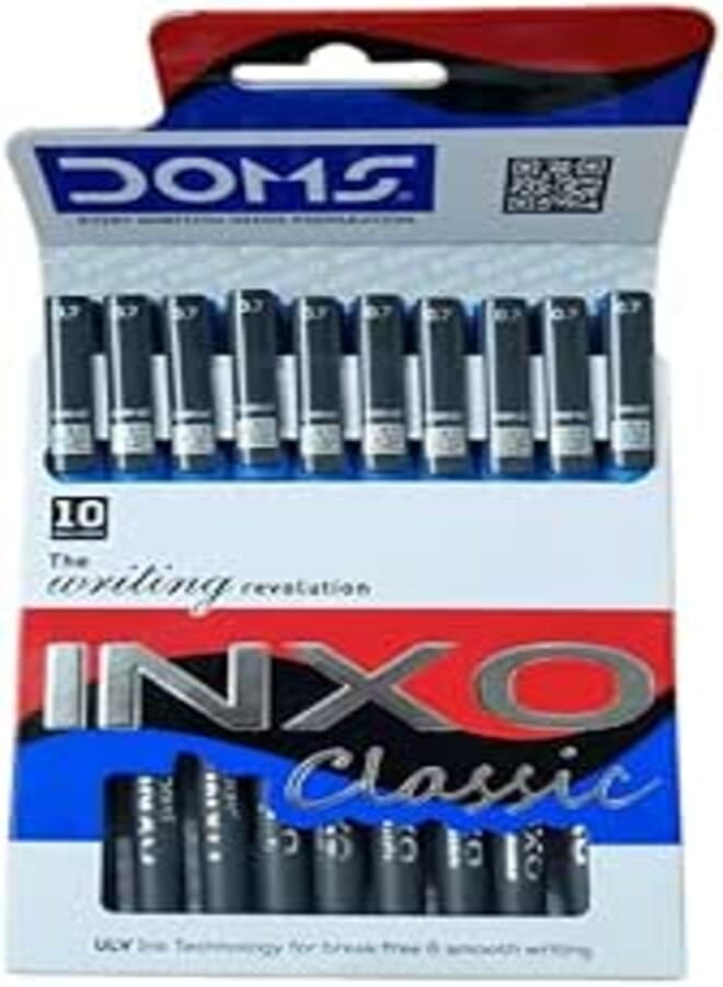 Doms Inxo Classic Ballpoint Pen| The Writing Revolution| ULV Ink Technology For Break Free & Smooth Writing| Ink Colour- Blue-20 Ballpen Pack| For Daily Writing Use